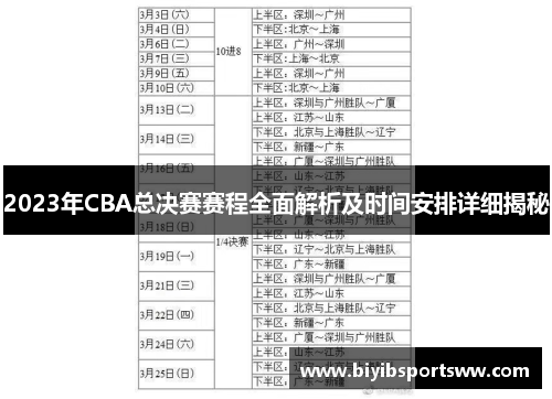 2023年CBA总决赛赛程全面解析及时间安排详细揭秘